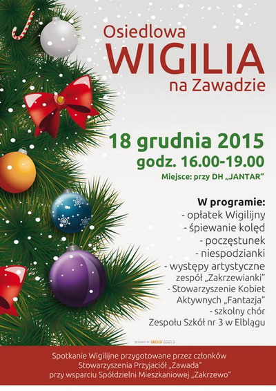 Po raz drugi na Zawadzie odbdzie si Spotkanie Wigilijne dla mieszkacw Osiedla