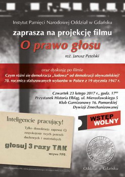IPN zaprasza na film i dyskusj w rocznic sfaszowanych wyborw w Polsce