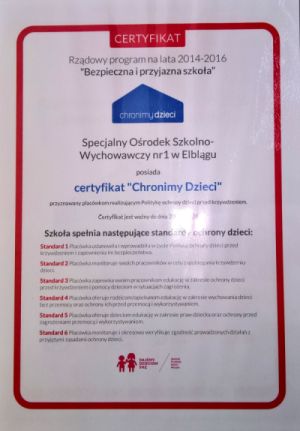 Pierwsza elbląska szkoła z certyfikatem "Chronimy dzieci"