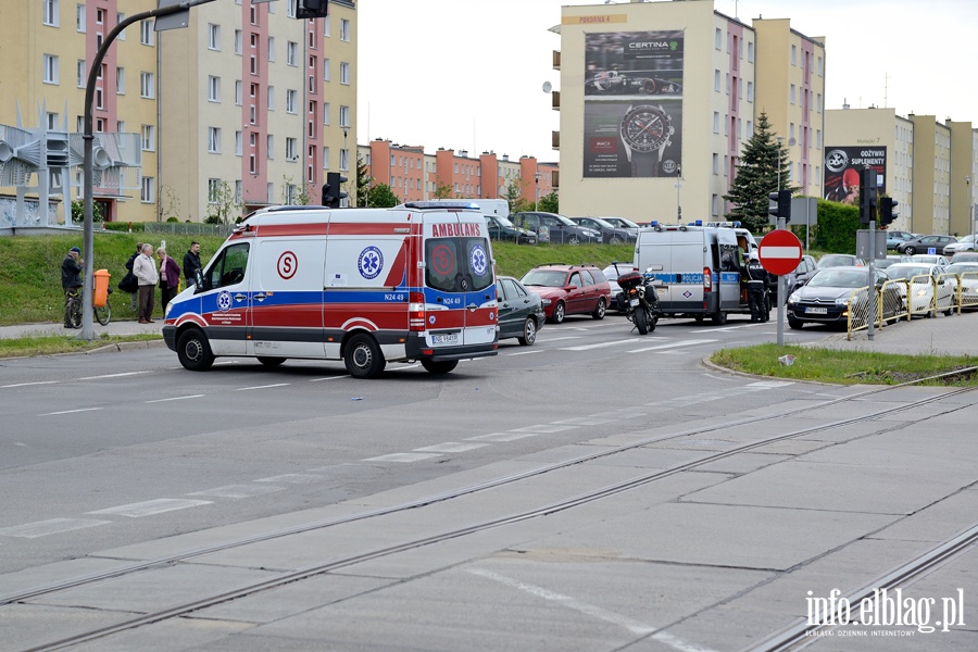 Pk. Dbka: potrcenie na przejciu. Pieszy wbieg na czerwonym wietle, fot. 1