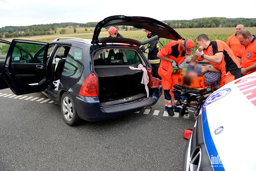 Wypadek na S7. Peugeot z czterema osobami w rodku uderzy w barier energochonn, fot. 6