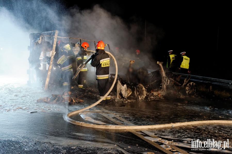 Śmiertelny wypadek na S22. Po czołowym zderzeniu 2 osoby zginęły w tym jedna w płomieniach, fot. 17