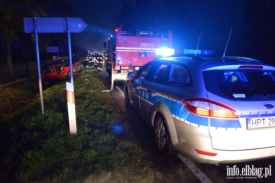 Wypadek w Nowym Dworze Elblskim. Kierujca przetransportowana do szpitala, fot. 9