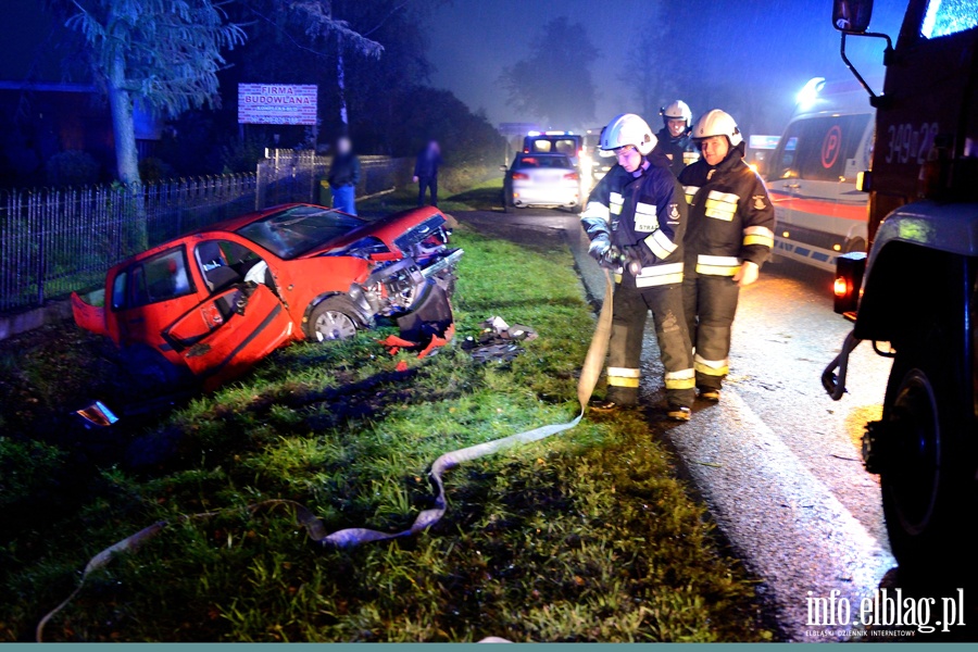 Wypadek w Nowym Dworze Elblskim. Kierujca przetransportowana do szpitala, fot. 10