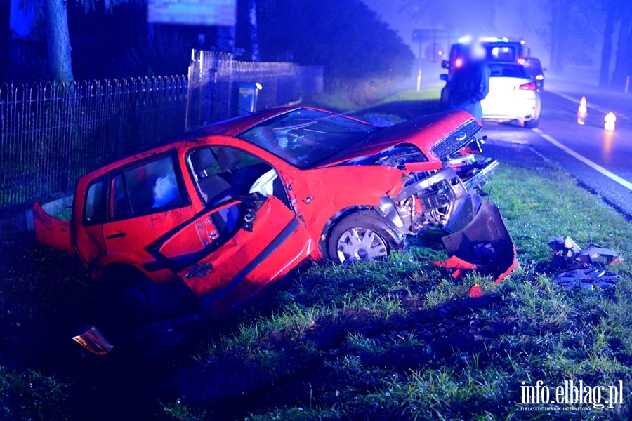 Wypadek w Nowym Dworze Elblskim. Kierujca przetransportowana do szpitala, fot. 15