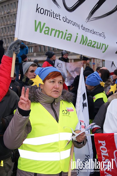 Elblski KOD na manifestacji "Wolne media" w Warszawie, fot. 7