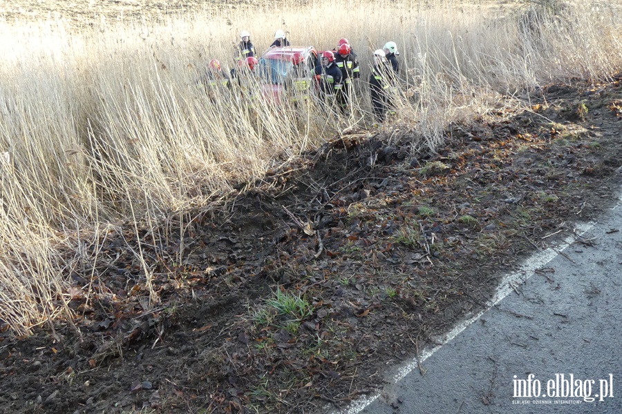 Wypadek między Przybyłowem a Hutą Żuławską. Jedna osoba poszkodowana, fot. 3