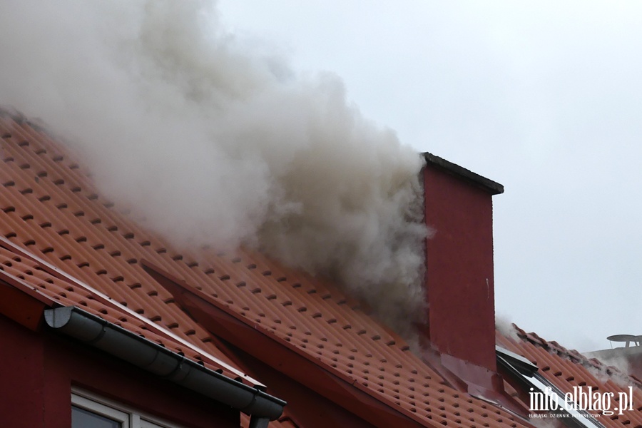 Poar dachu i poddasza budynku mieszkalnego przy Sadowej. W akcji kilkudziesiciu straakw, fot. 5