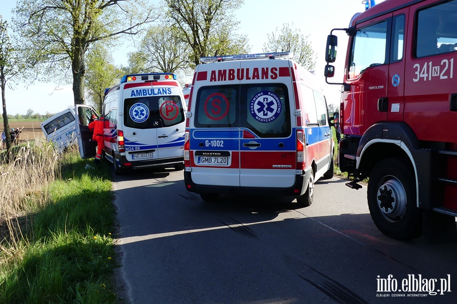 Wypadek midzy Zwierznem a Kpniewem. Autobus uderzy w drzewo, osiem osb rannych, fot. 1