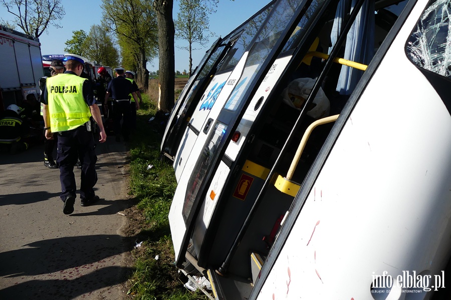 Wypadek midzy Zwierznem a Kpniewem. Autobus uderzy w drzewo, osiem osb rannych, fot. 18