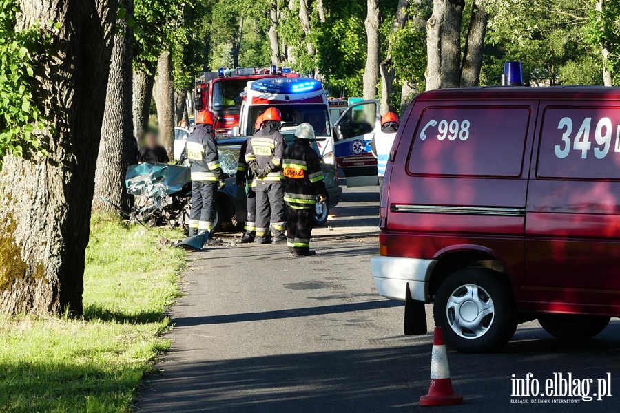 Wypadek na DW 509. Jedna osoba ranna po uderzeniu autem w drzewo, fot. 1