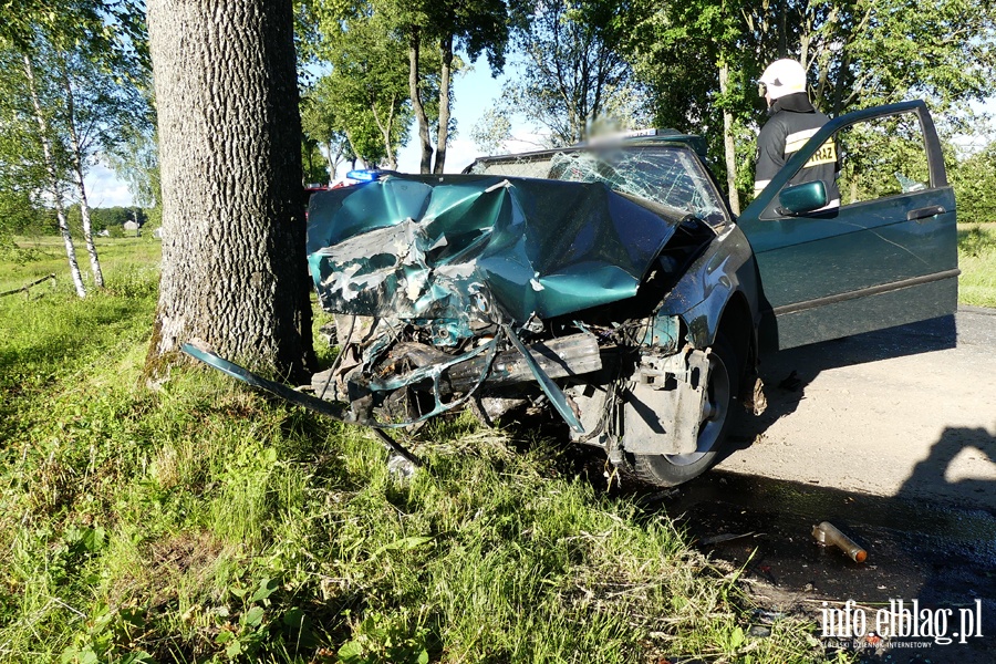 Wypadek na DW 509. Jedna osoba ranna po uderzeniu autem w drzewo, fot. 3