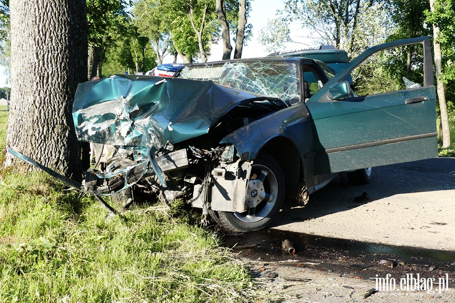 Wypadek na DW 509. Jedna osoba ranna po uderzeniu autem w drzewo, fot. 14