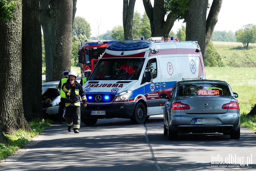 Wypadek koo Zastawna. Ranny kierowca w szpitalu po uderzeniu autem w drzewo, fot. 1