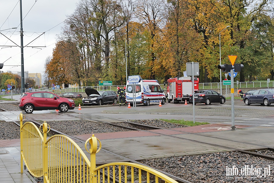 Rondo Solidarnoci zderzenie tramwaju z samochodem osobowym., fot. 1