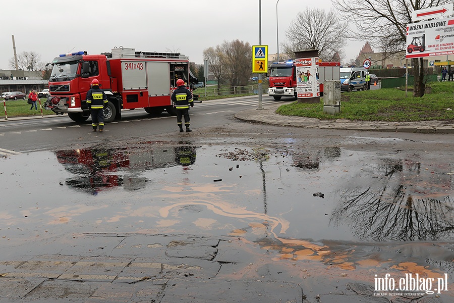 Z przyczepy wypad adunek melasy., fot. 16