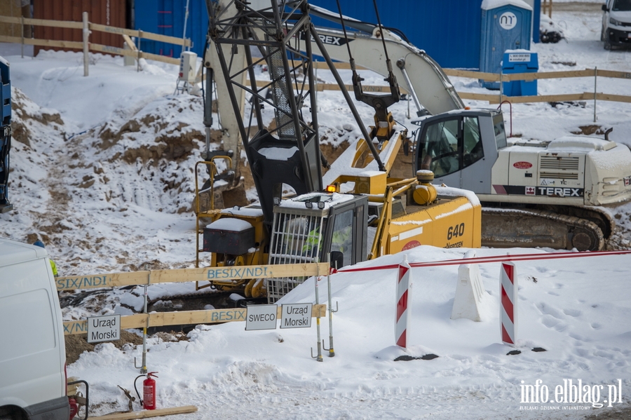 Fotorelacja info.elblag.pl z prac przy budowie Kanału Żeglugowego przez Mierzeję Wiślaną - luty 2021, fot. 15