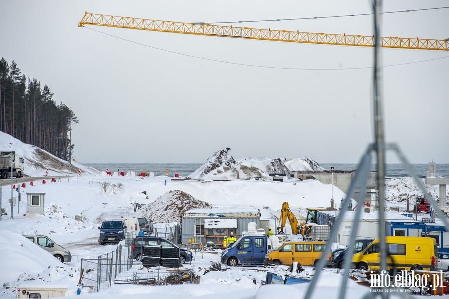 Fotorelacja info.elblag.pl z prac przy budowie Kanału Żeglugowego przez Mierzeję Wiślaną - luty 2021, fot. 24