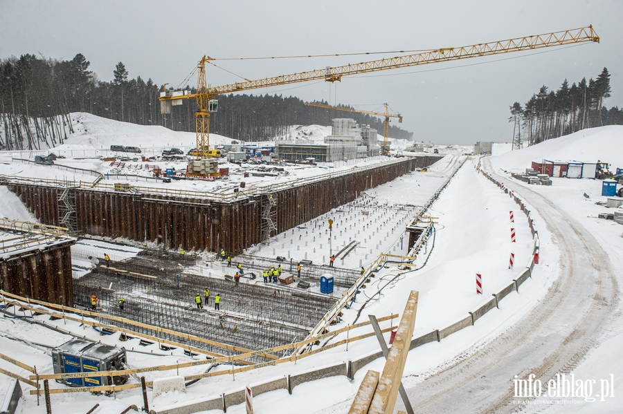 Fotorelacja info.elblag.pl z prac przy budowie Kanału Żeglugowego przez Mierzeję Wiślaną - luty 2021, fot. 93