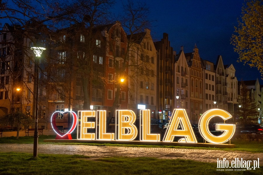 Iluminacja napisu Elbląg., fot. 4
