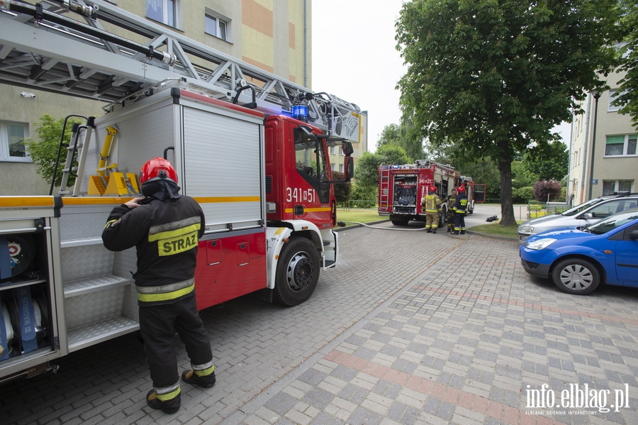 Poar mieszkania przy Robotniczej. 13 osb ewakuowano, 27-latka zabrano do szpitala, fot. 13