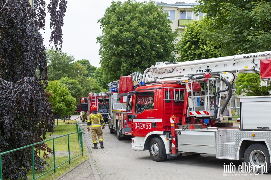 Poar mieszkania przy Robotniczej. 13 osb ewakuowano, 27-latka zabrano do szpitala, fot. 22