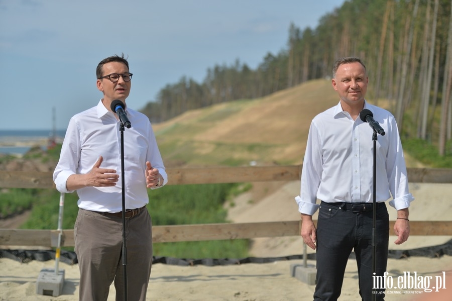 Wizyta Prezydenta Andrzeja Dudy i premiera Mateusza Morawieckiego na budowie przekopu Mierzei Wiślanej, fot. 32