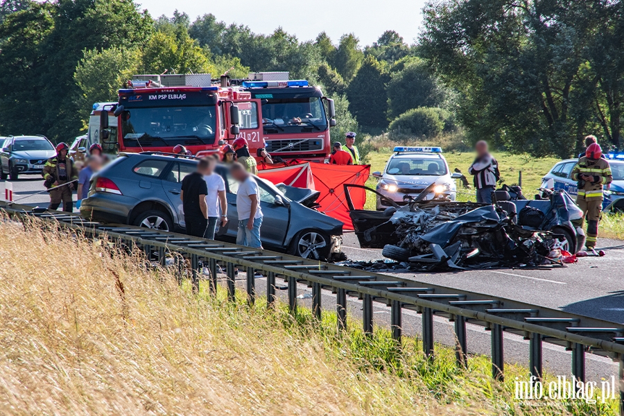 Tragedia na drodze S22 węzeł Młynary. Nie żyją 4 osoby, fot. 3