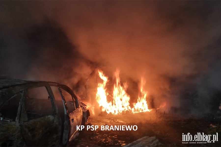 Nocny pożar w Pieniężnie, fot. 8