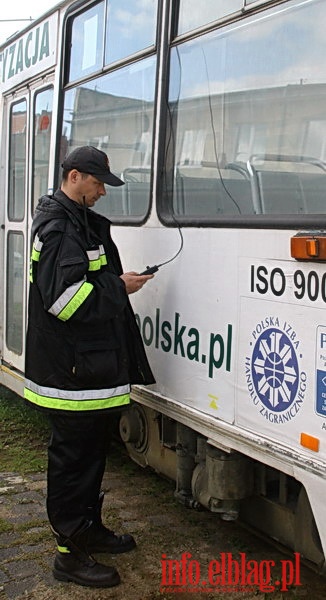 Ćwiczenia pożarnicze w zajezdni Tramwajów Elbląskich, fot. 4
