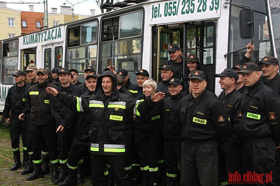 Ćwiczenia pożarnicze w zajezdni Tramwajów Elbląskich, fot. 36