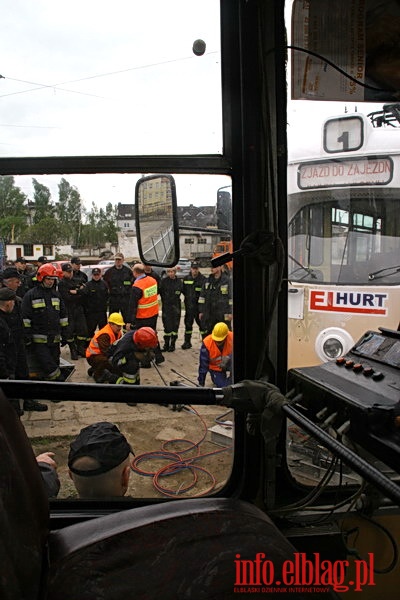 Ćwiczenia pożarnicze w zajezdni Tramwajów Elbląskich, fot. 41