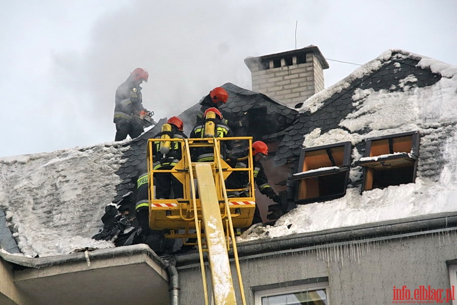 Pożar poddasza w budynku mieszkalnym przy ul. Bałuckiego, fot. 13