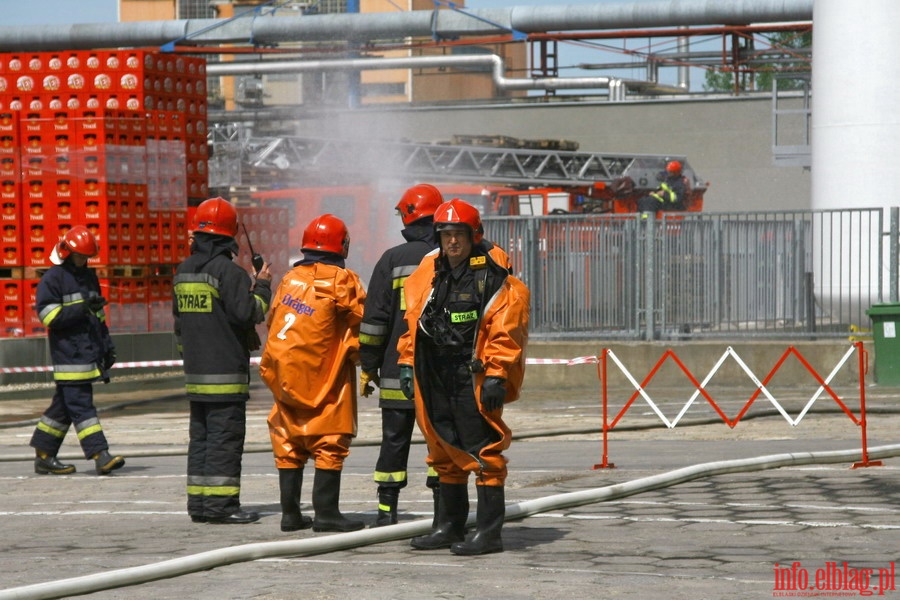 wiczenie straackie na wypadek rozszczelnienia instalacji amoniakalnej w elblskim Browarze, fot. 1